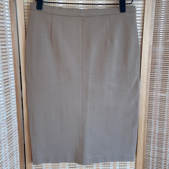 ZARA high waist pencil skirt panel canvas camel coffee mocha  S stretch cotton - Picture 4 of 4